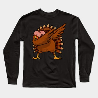 Dabbing Turkey Thanksgiving Shirt Funny Turkey Dab T-shirt Long Sleeve T-Shirt